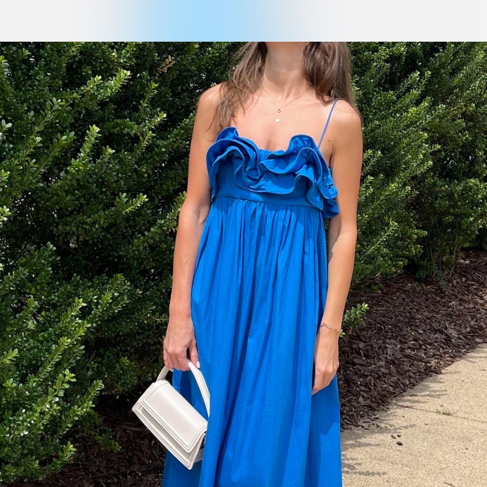 Mango Blue Ruffle Maxi Dress - Picture 5 of 7